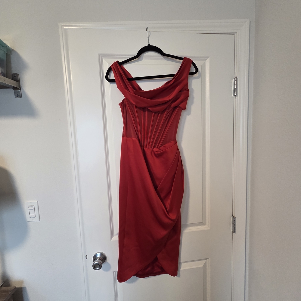 House Of CB LULU Elegant Red Evening Dress